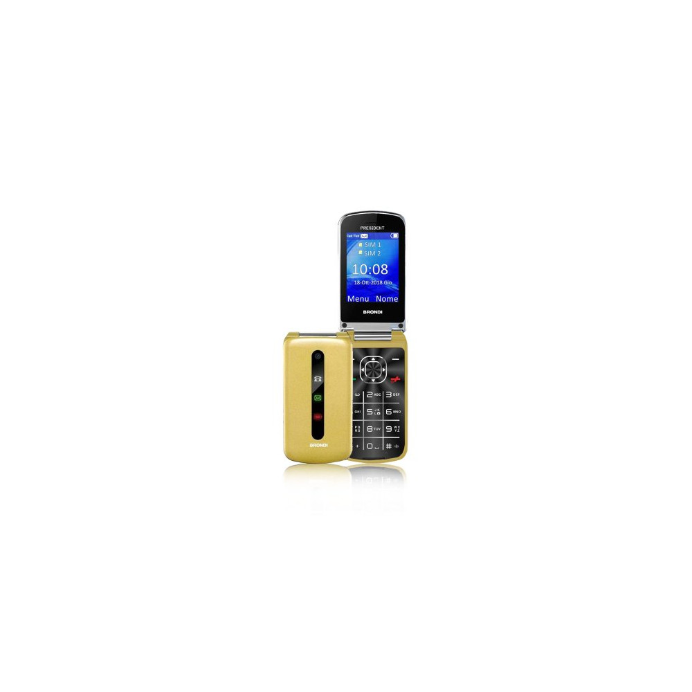BRONDI PRESIDENT 3" GSM ULTRA SOTTILE CARATTERI GRANDI DUAL SIM GOLD ITALIA SENIOR PHONE