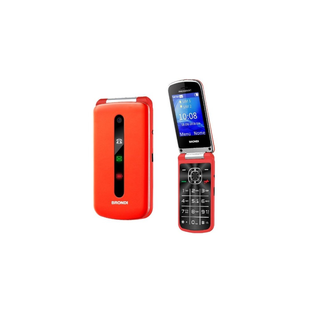BRONDI PRESIDENT 3" GSM ULTRA SOTTILE CARATTERI GRANDI DUAL SIM RED SENIOR PHONE ITALIA