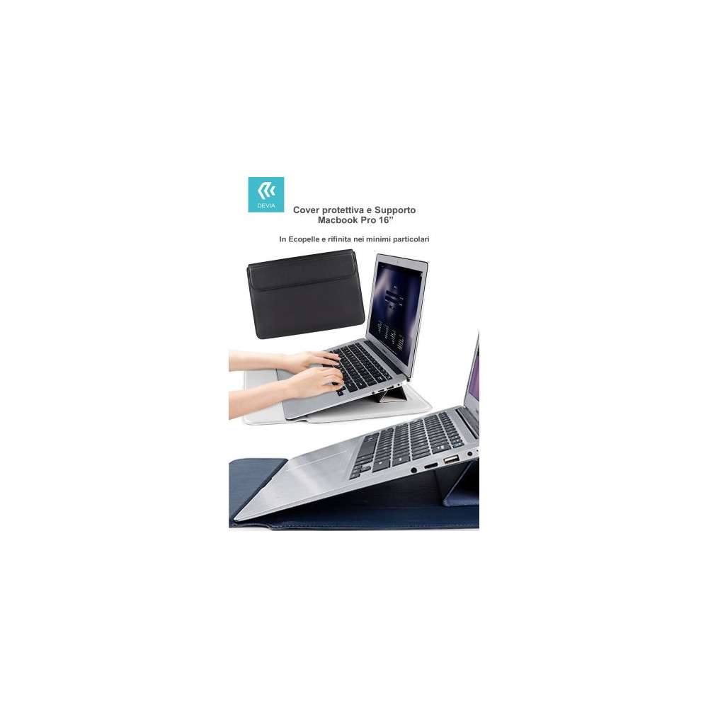 DEVIA COVER PROTETTIVA PER MACBOOK PRO 16'' CON SUPPORTO NERA