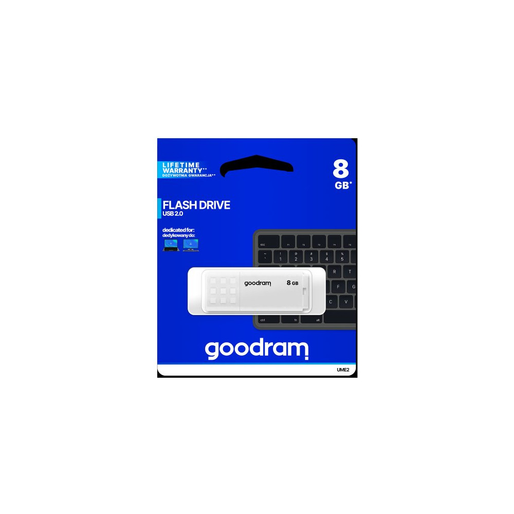 PENDRIVE GOODRAM 8GB UME2 WHITE USB 2.0 - RETAIL BLISTER