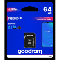 MICROSD GOODRAM 64GB CLASS 10 UHS I + ADPTER, RET. BLISTER