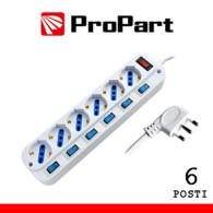 PROPART MULTIPRESA 6POS BIPASSO/SCHUKO SPINA16A +INTERR. MULTIPLI