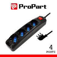 PROPART MULTIPRESA 4POS BIPASSO/SCHUKO SPINA16A +INTERR. NERA