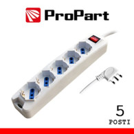 PROPART MULTIPRESA 5POS BIPASSO/SCHUKO SPINA16A +INTERR.