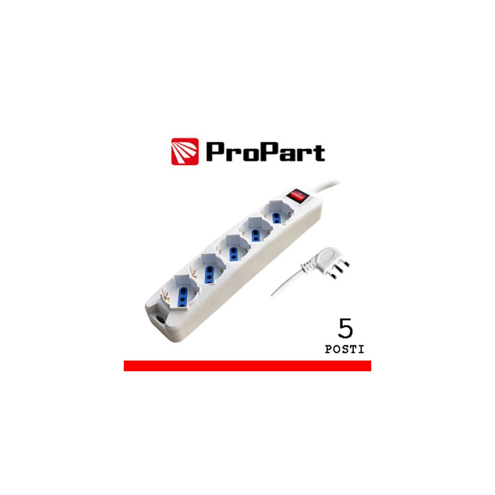 PROPART MULTIPRESA 5POS BIPASSO/SCHUKO SPINA16A +INTERR.