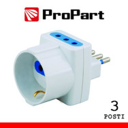 PROPART ADATTATORE 3POS 10A/SCHUKO SPINA10A POLYBAG
