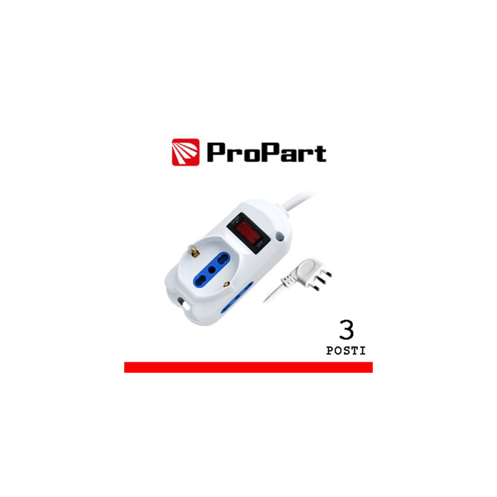 PROPART MULTIPRESA 3POS BIPASSO + BIPASSO/SCHUKO SPINA10A + INTER.