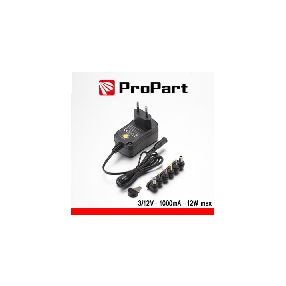PROPART ALIMENTATORE SWITCHING MULTITENSIONE 3-12V 1000MA 12W MAX