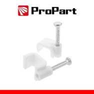 PROPART CHIODINI CON FERMACAVO PIATTO 5MM BIANCO 100PZ