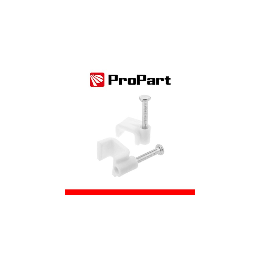 PROPART CHIODINI CON FERMACAVO PIATTO 5MM BIANCO 100PZ