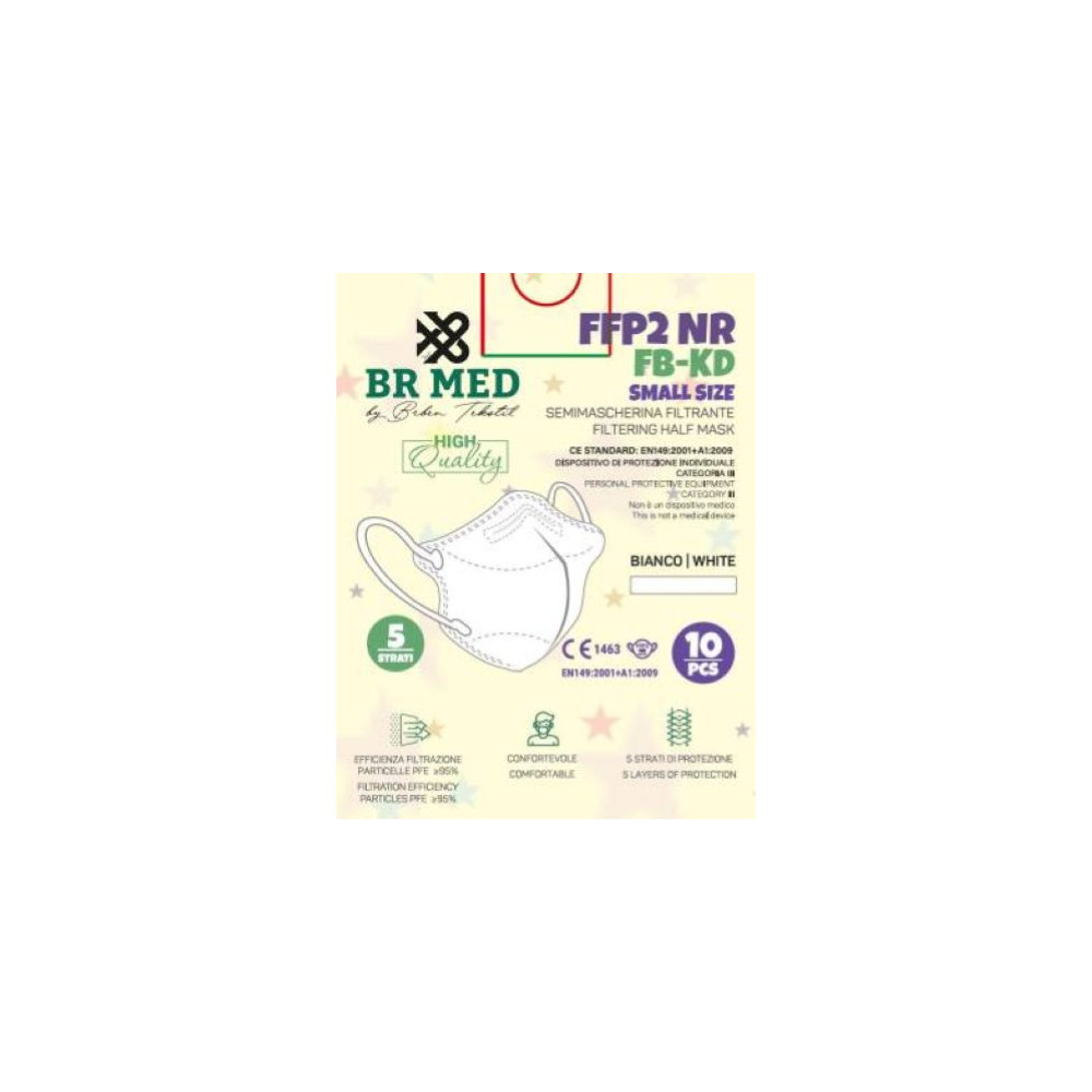 MASCHERINA PROTETTIVA BRMED FFP2 SMALL SIZE 5 STRATI BIANCA 