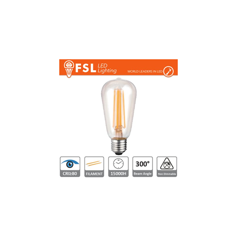LUCE NATURALE - 4000K LAMPADA FILAMENTO EDISON - 6W 4000K E27