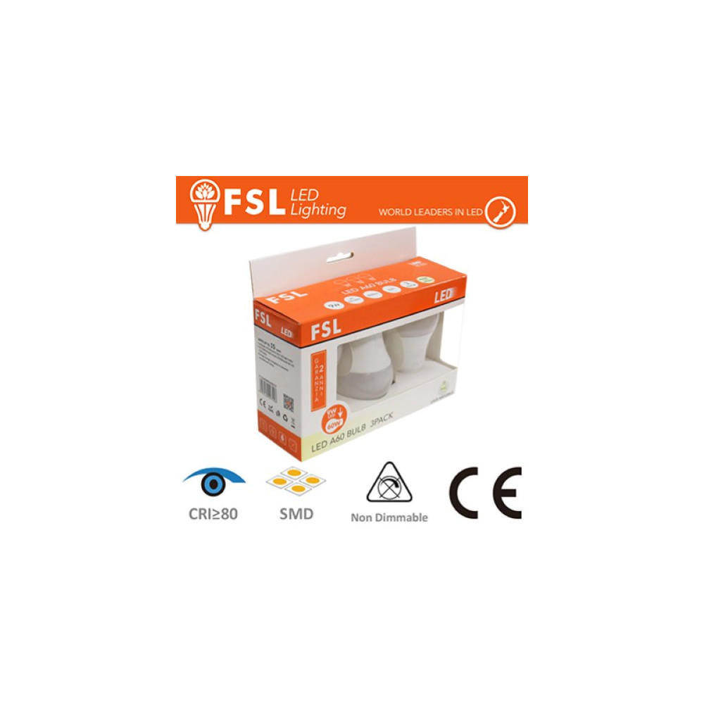 LUCE NATURALE - 4000K LAMPADA GOCCIA: CONFEZIONE PROMO 3PACK - 9W 4000K