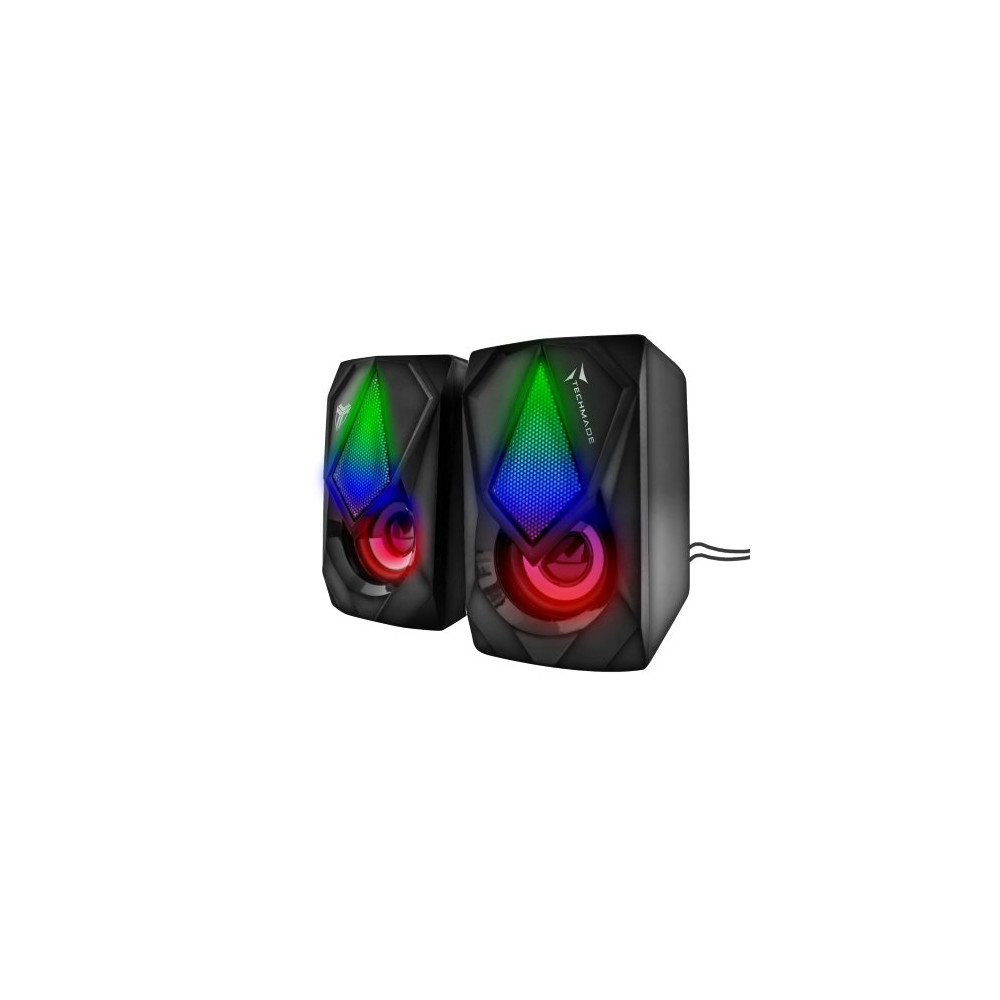 TECHMADE SPEAKER SET USB JACK 3.5MM ILLUMINAZIONE LED 2 CASSE