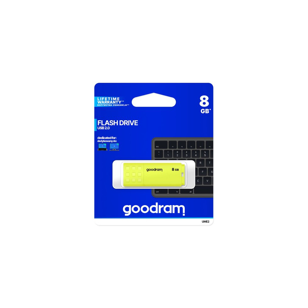 PENDRIVE GOODRAM 8GB UME2 YELLOW USB 2.0 - RETAIL BLISTER