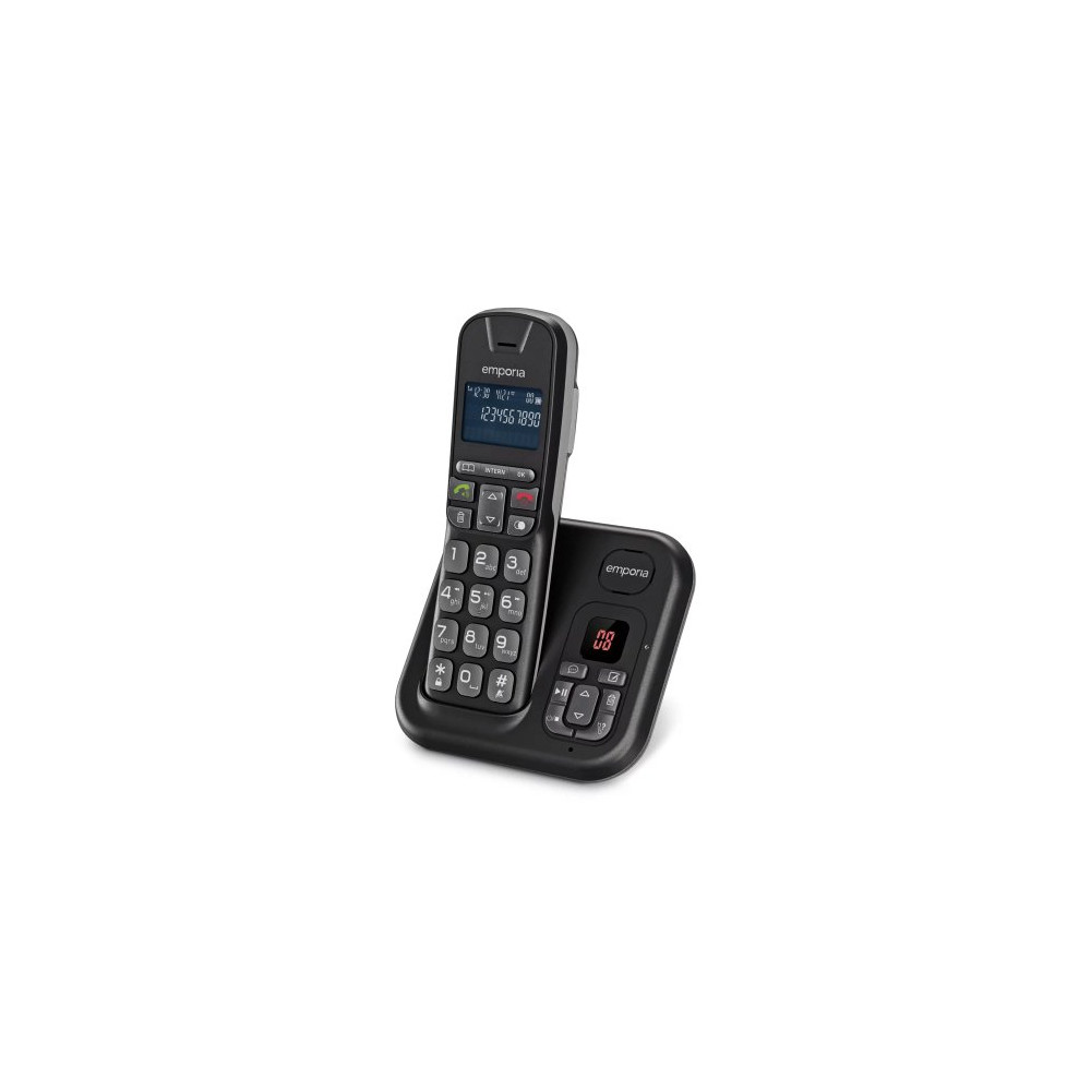 EMPORIA TH21AB TELEFONO CORDLESS SEGRETERIA TELEFONICA AMPIO DISPLAY ILLUMINATO NUMERI GRANDI VIVAVOCE COMPATIBILE CON APPARECCH