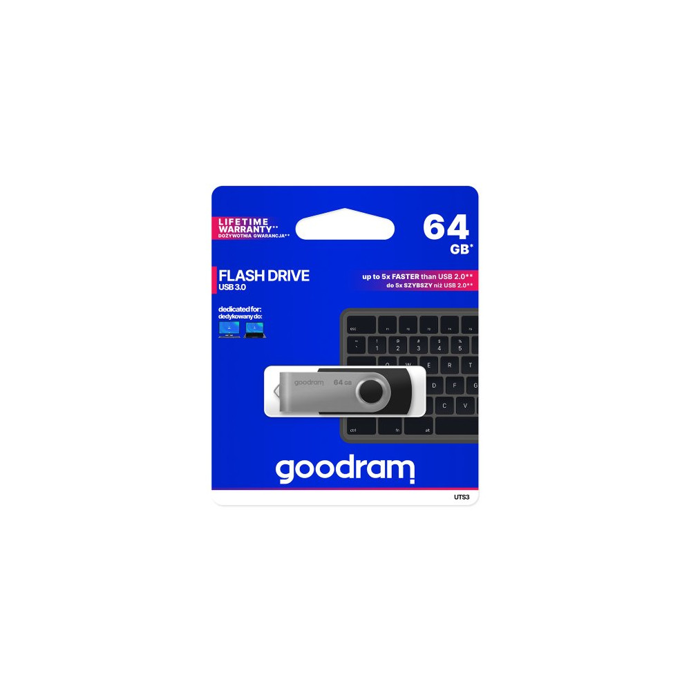 Pendrive GoodRAM 64GB UTS3 BLACK USB 3.0 - retail blister
