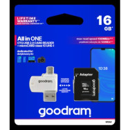 Goodram microSD 16GB CARD class 10 + adpter + card reader - blister