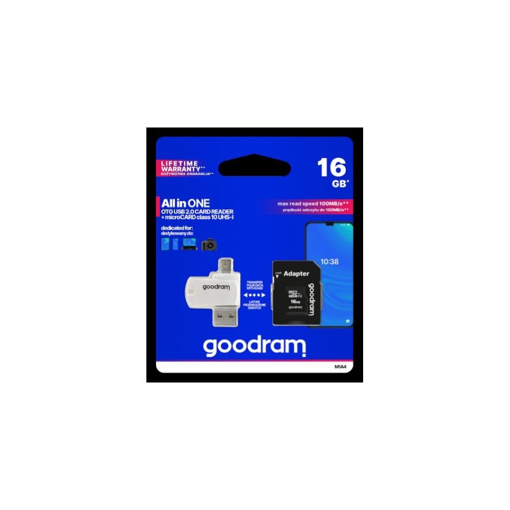 Goodram microSD 16GB CARD class 10 + adpter + card reader - blister