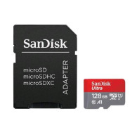 SANDISK ULTRA MEMORY CARD MICROSD XC 128GB A1 U1 CLASSE 10 CON ADATTATORE ROSSO GRIGIO