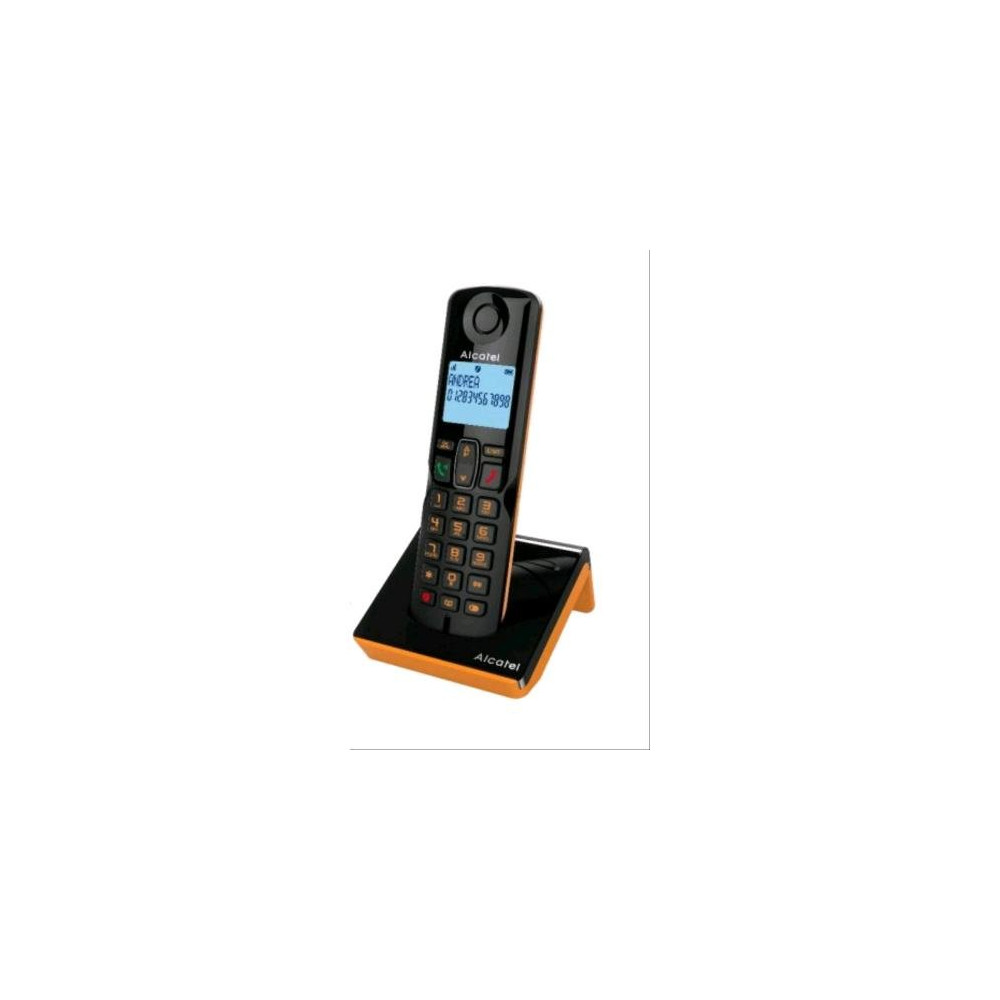 ALCATEL S280 SOLO CORDLESS DECT CON VIVAVOCE 3 TASTI CHIAMATA RAPIDA BLACK/ORANGE