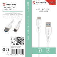 ProPart Cavo Carica e Dati Tipo-C 2.4 A. Lunghezza 2 metri Bianco