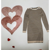 ABITO DRESS IN VISCOSA NERO-BEIGE T.U.