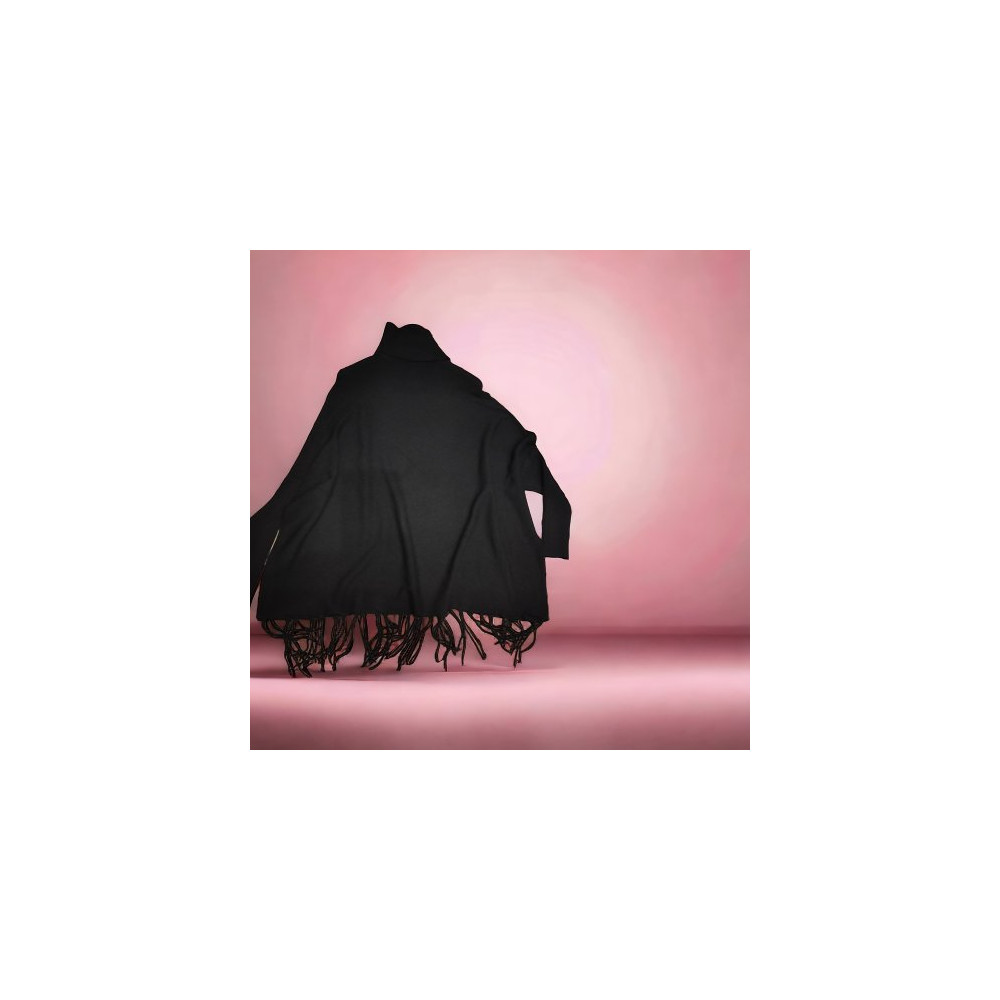 MAGLIONE CON FRANGE COLLO ALTO NERO T.U. 