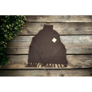 MAGLIONE CON FRANGE COLLO ALTO CIOCCOLATO T.U. 