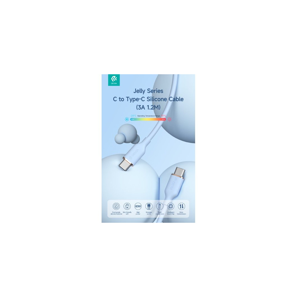 Devia Cavo silicone Jelly da Tipo-C a Tipo-C 3A 60W 1.2M Bianco