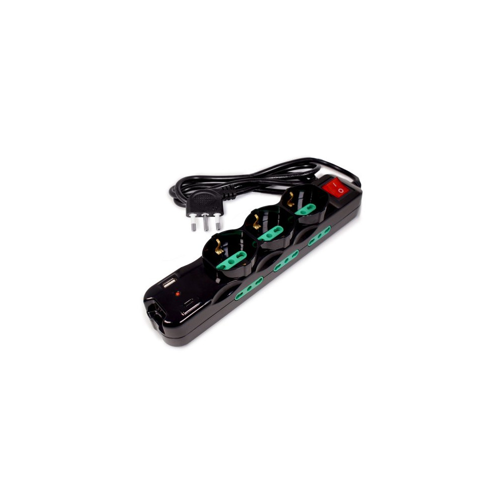 TECNOWARE MULTIPRESA INPUT ITA 16A, 3 USCITE ITA/SCHUKO, 6 ITA 10/16A, USB-A, USB-C