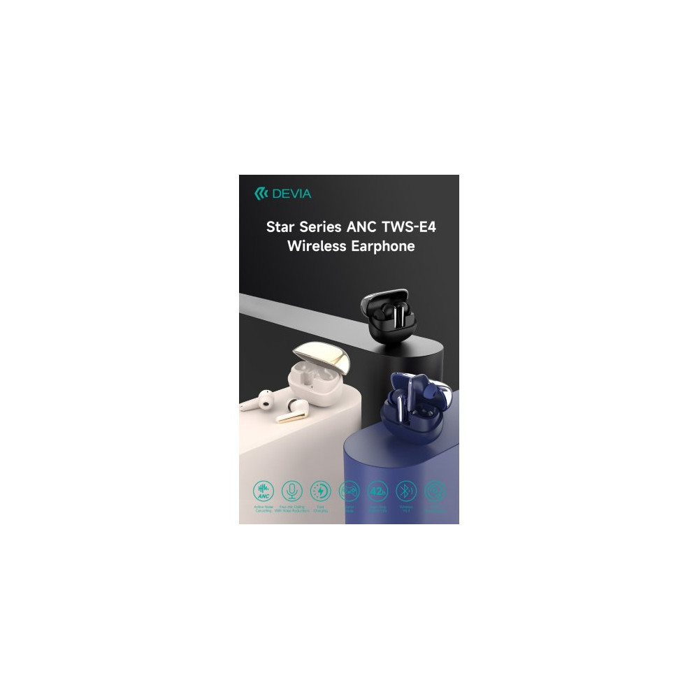 Devia Auricolare TWS EM409 con ANC TWS-E4 Bluetooth V.5,3 Blu