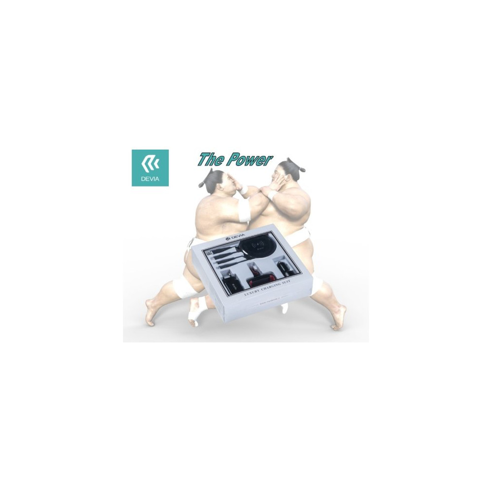 Devia Luxury Suit Carica Supporto e Cavi Smartphone Nero