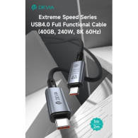 Devia Cavo tipo-C USB 4 40GB 240W 8K 60HZ Nero 1M