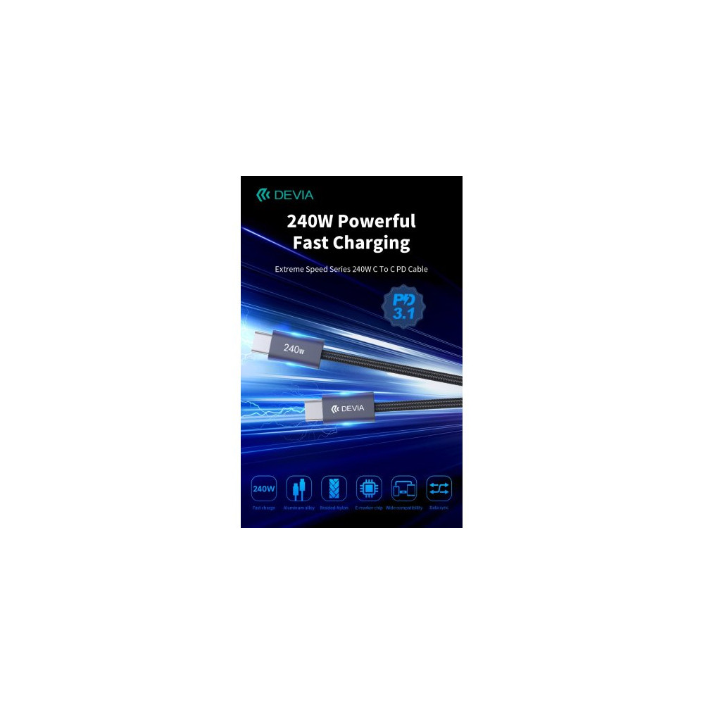 Cavo Devia da Tipo-C a Tipo-C PD 240W Super rapido 2 Metri