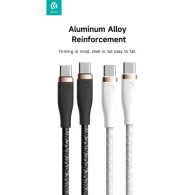 Devia Cavo Intrecciato da C a C 60W 3A, 1,5 Metri Bianco