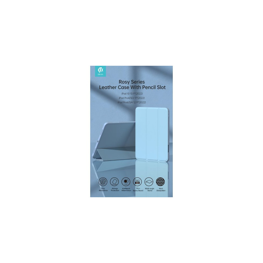 Devia Cover Rosy per iPad 10 10.9 2022 con supporto Pencil Azzurra