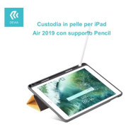 Devia Custodia in pelle per iPad Air 2019 con supporto Pencil Blu