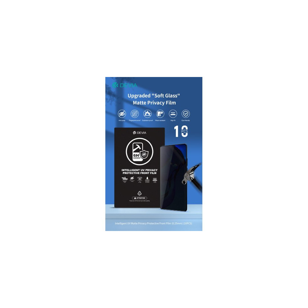 Devia Pellicole Privacy 0,25mm UV Durezza 6H Ideale schermi Curvi scatola da 10 pezzi