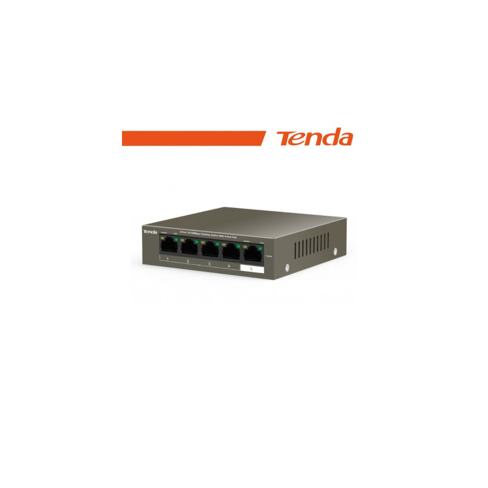 Tenda Switch Desktop 5 Porte 10/100 con 4 PoE 35W - TEF1105P-4-38W