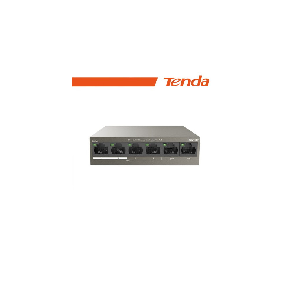 Tenda Switch 6 porte 10/100M desktop 4 porte PoE Tenda - TEF1106P-4-63W