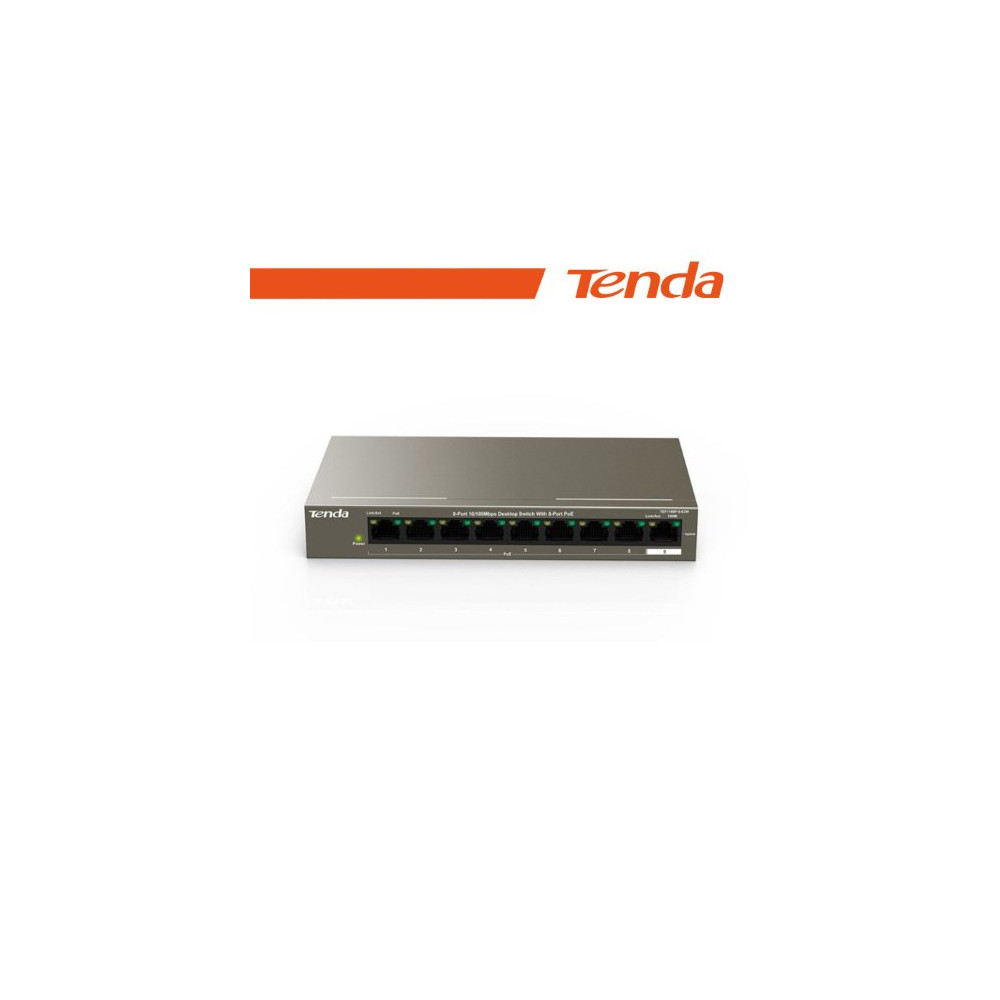Tenda Switch 9 porte 10/100 8 porte PoE 63W - TEF1109P-8-63W