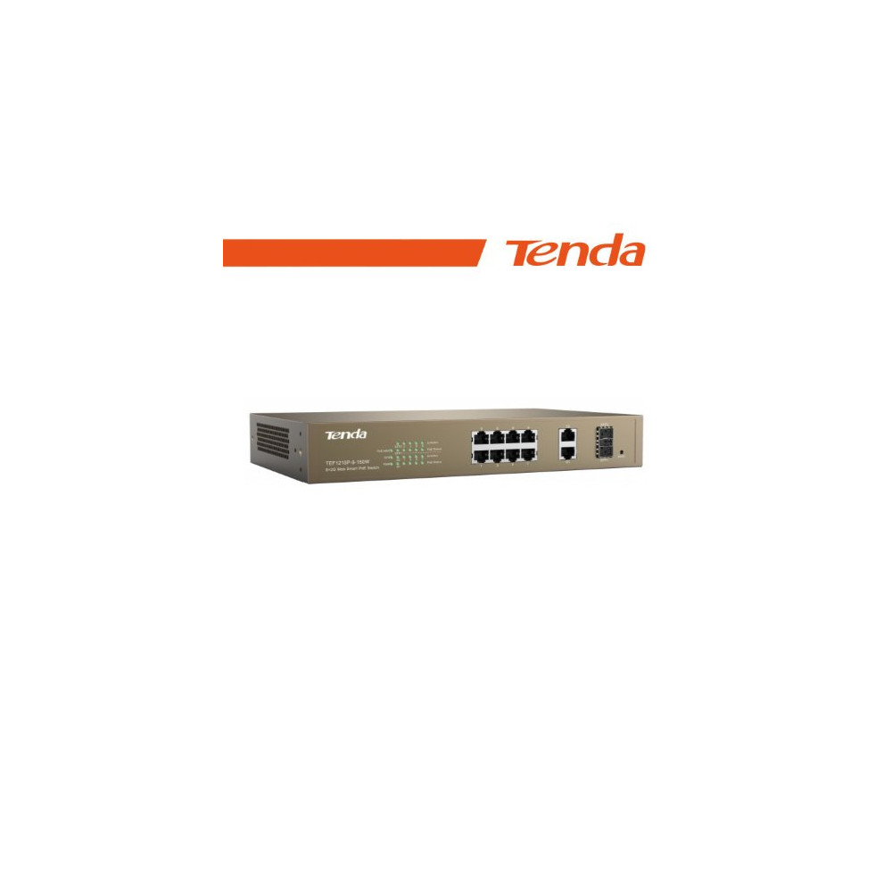 Tenda Switch PoE Desktop Smart 8 Porte 10/100Mb+2Gb+2SFP - TEF1210P-8-150W