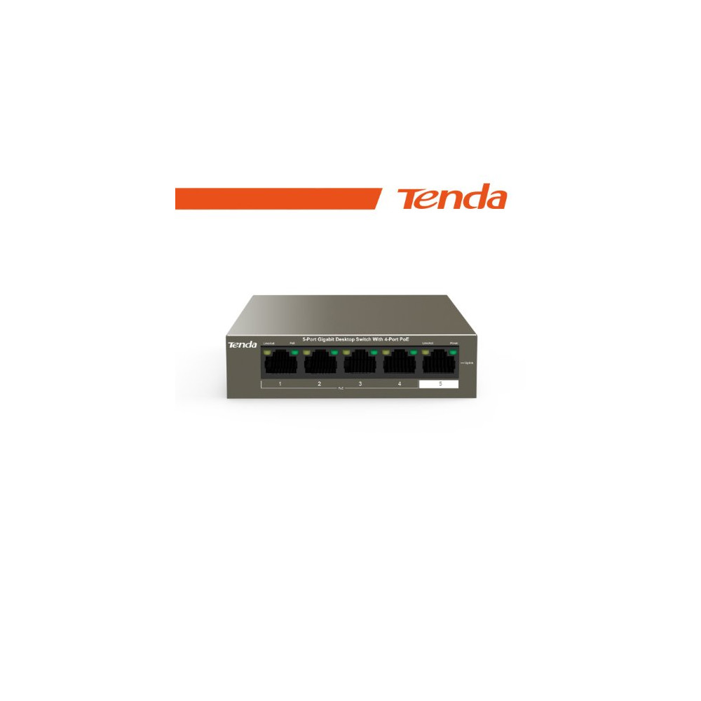 Tenda Switch Desktop 5 Porte 10/100/1000 con 4 Porte PoE - TEG1105P-4-63W