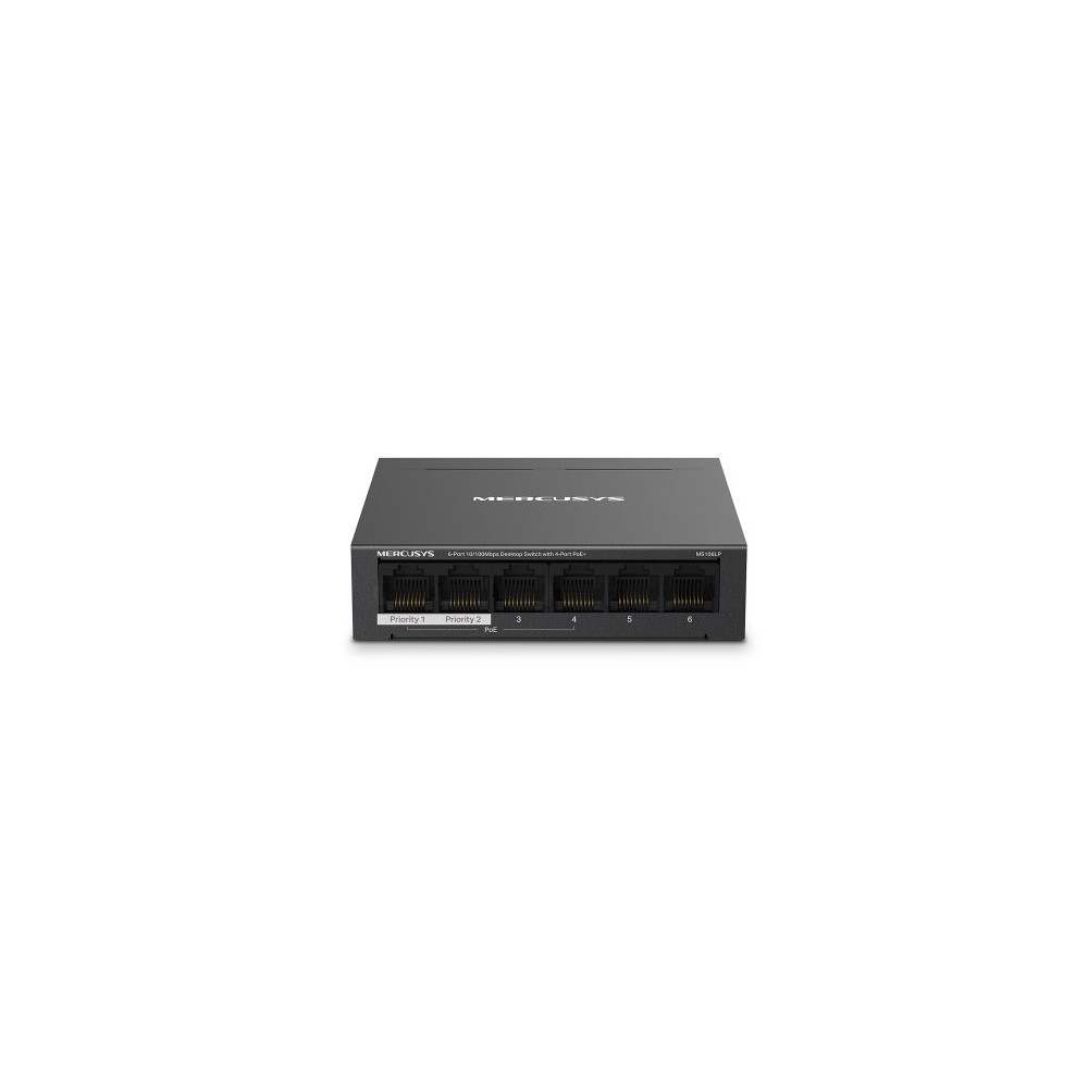 Mercusys Switch Desktop 6 Porte 10/100Mbps con 4 Porte PoE+
