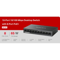 Switch Desktop 10 porte 10/100 PoE+ - Mercusys MS110P