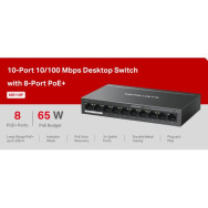 Switch Desktop 10 porte 10/100 PoE+ - Mercusys MS110P