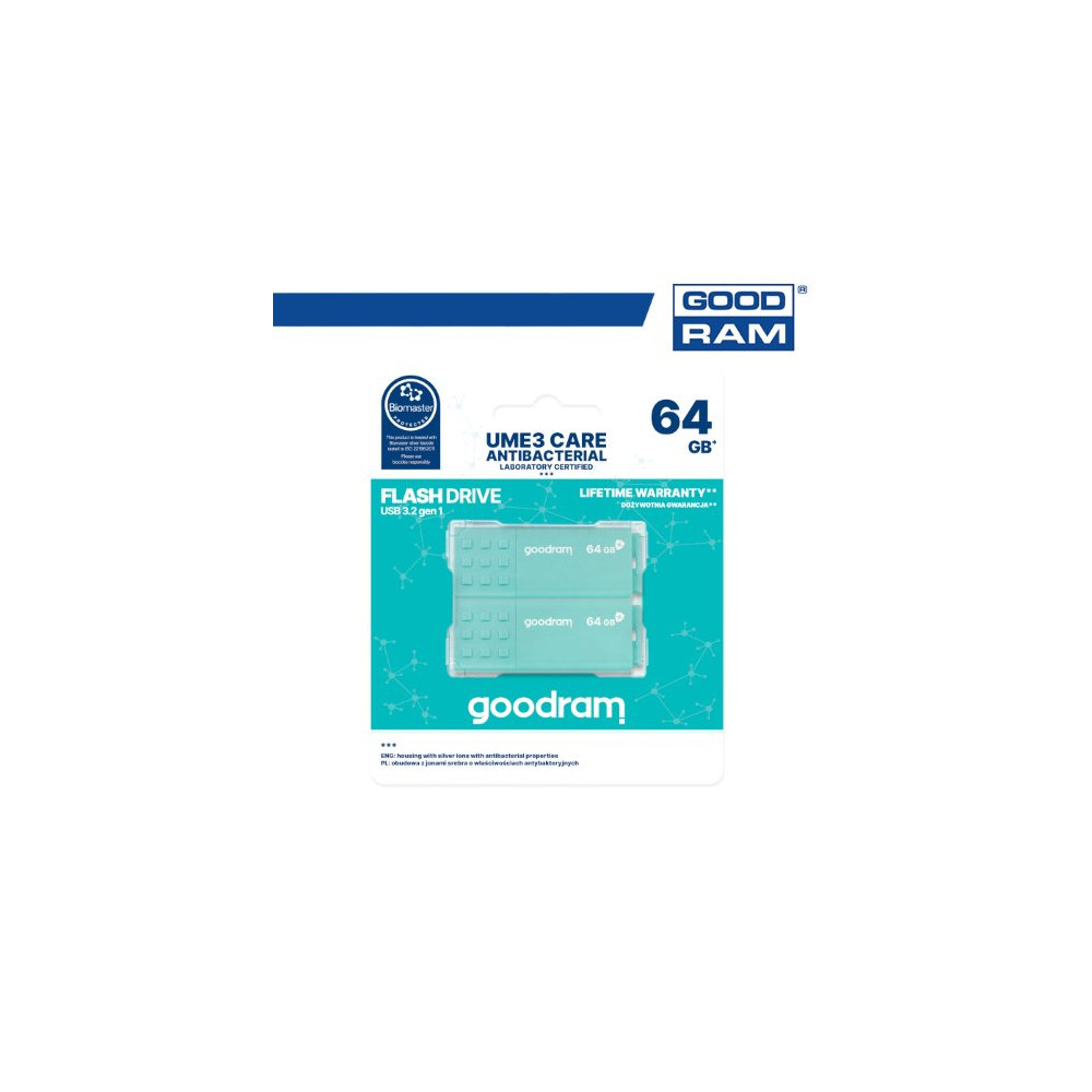 Pendrive GoodRAM 64GB UME3 CARE - ANTIBATTERICA - USB 3.0 - 2-pack