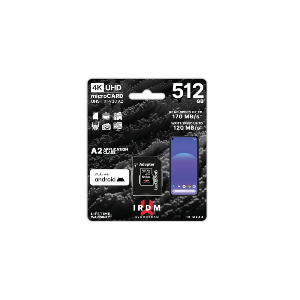 microSD IRDM by GoodRAM 512GB UHS I U3 A2 + adapter