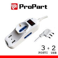 ProPart Multipresa 3pos bipasso + bipasso/schuko + USB spina16A +int